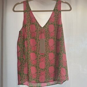 Lily Pulitzer Pink and Green Pineapple Sleeveless Top